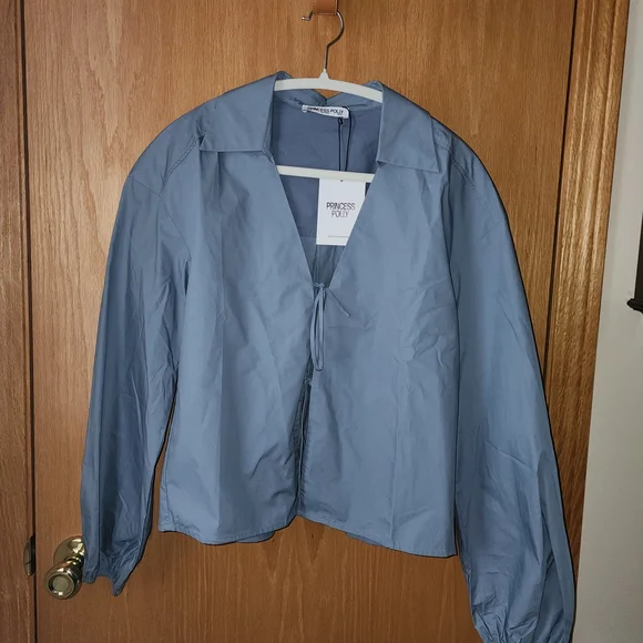 NWT ✨️$25 Princess Polly Rinch L/S Top In Steel Blue Size 2 - Picture 7 of 9